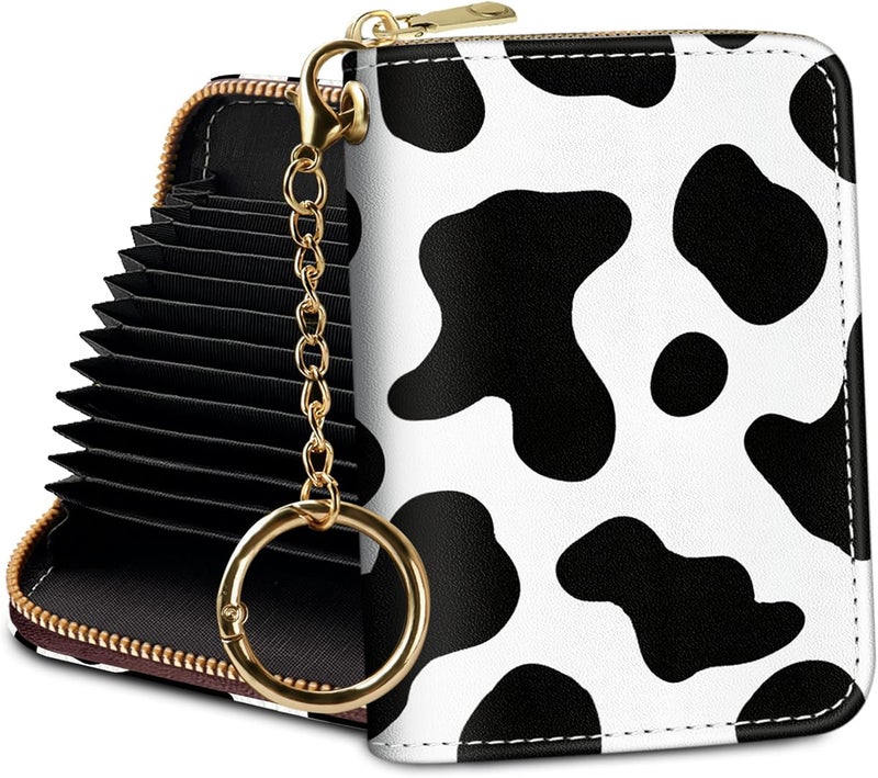 Yonlevres Credit Card Holder RFID Wallet, Small Card Holder Wallet for Women with Keychain Zipper, Funny Leather Print Credit Card Wallets Accordion Gift - Image 1